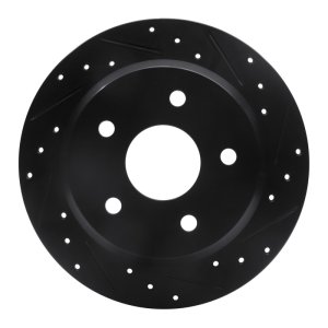 Jeep Grand Cherokee Brake Rotor (1) - Rear Right - R1 Concepts - Drilled & Slotted - Black - `99-`04